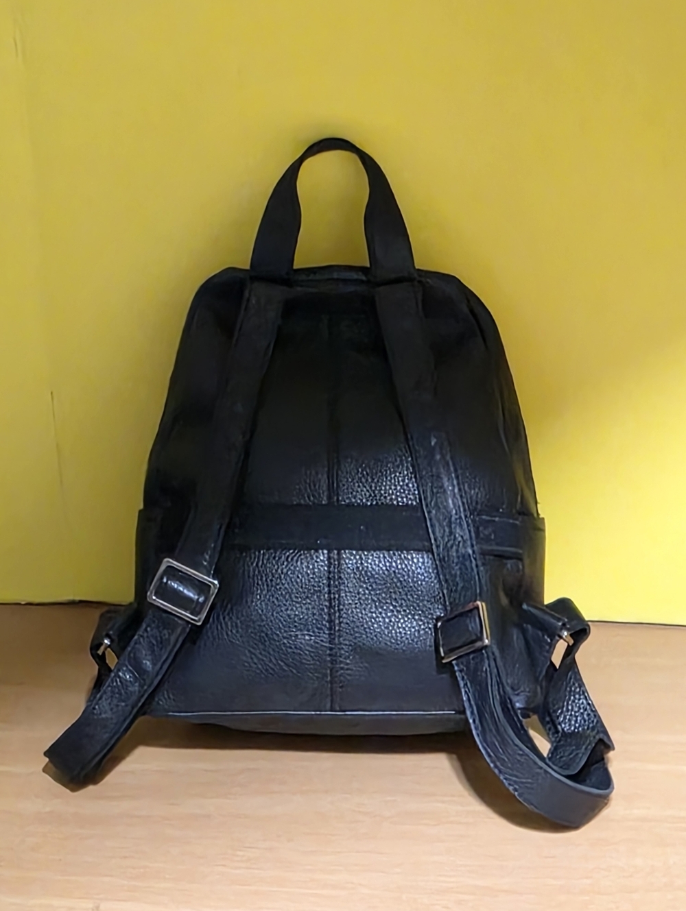 Hammitt Black Leather Backpack with Red Accent Zipper - Picture 4 of 7